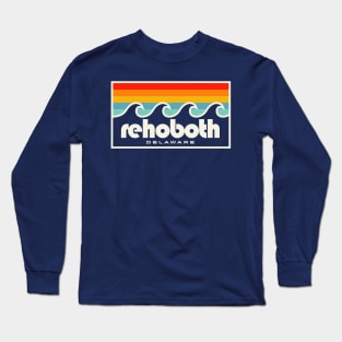 Rehoboth Beach Delaware Vacation Retro Waves Long Sleeve T-Shirt